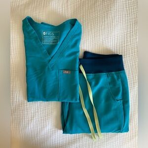 FIGS Teal Catarina top // HW Zamora pants size XS